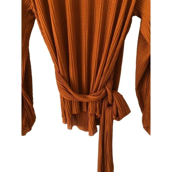 ZARA Basic Scoop V-Neck Wrap Blouse with Waist Bow Tie Size M​​​ - Picture 10 of 16